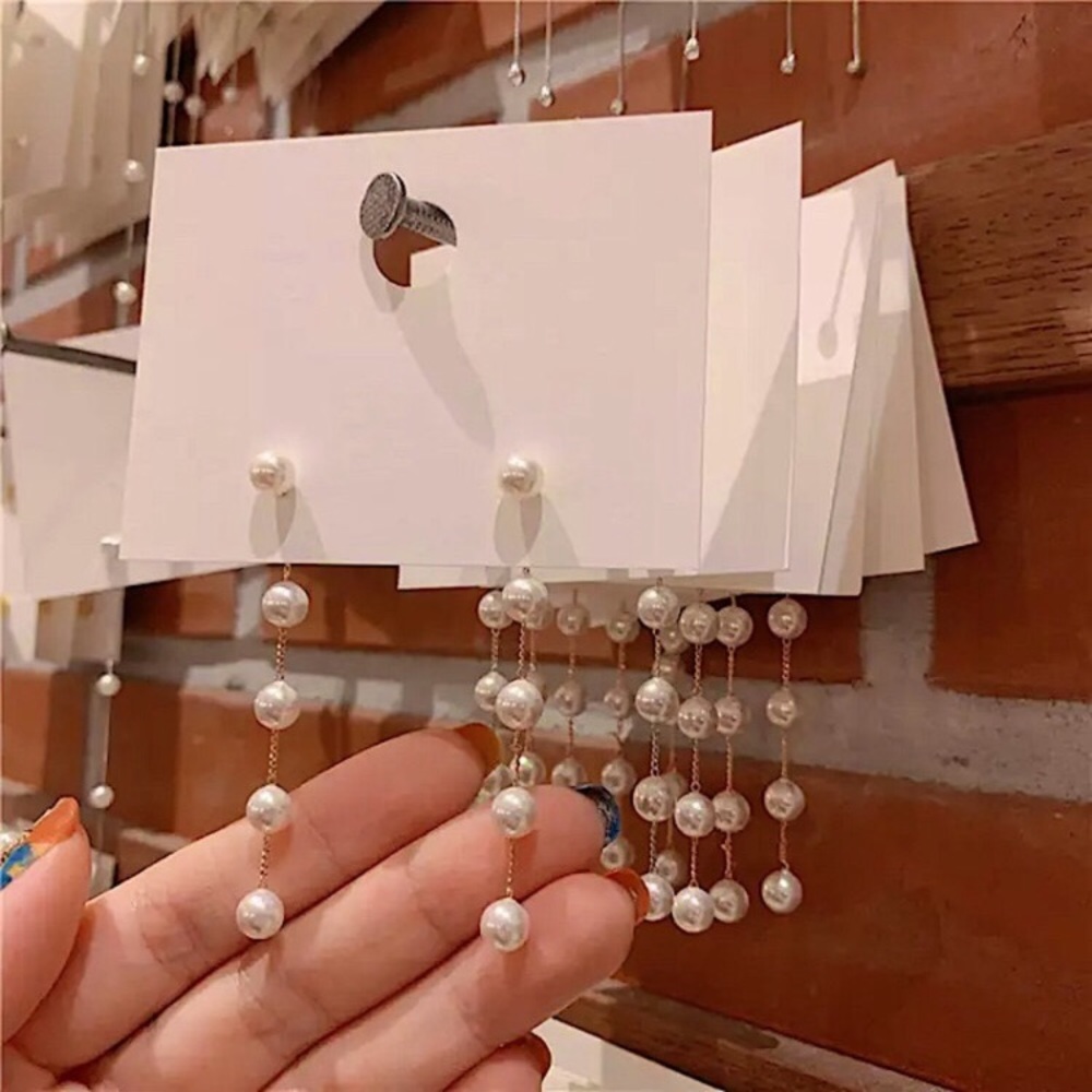 ⚜️𝟯𝟬%𝗢𝗙𝗙 𝗯𝘂𝗻𝗱𝗹𝗲𝘀 𝟯+⚜️ NEW Long White Pearl Jacket Earrings - Picture 7 of 9